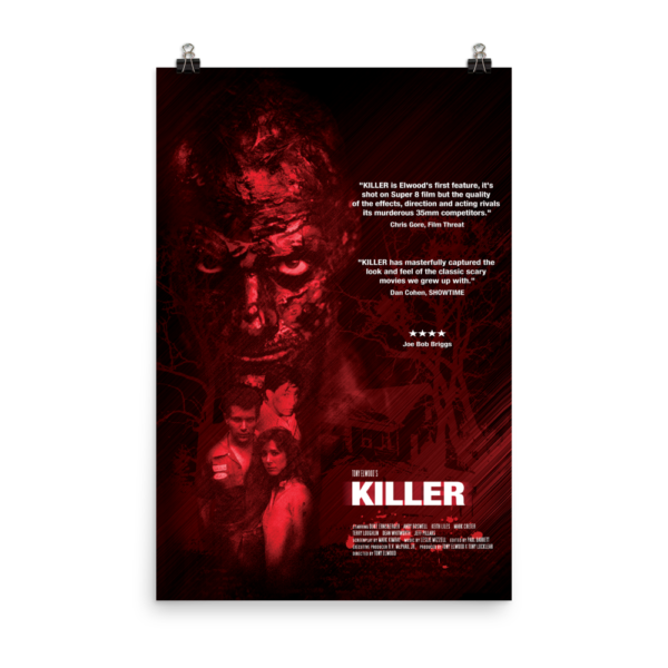 Killer, Killer Movie Poster, Gifts for movie lovers, Gifts for horror movie fans, low budget films, Tony Elwood's Killer, Tony Elwood, Horror Movie Poster, 80's Horror, thrillers, action movies